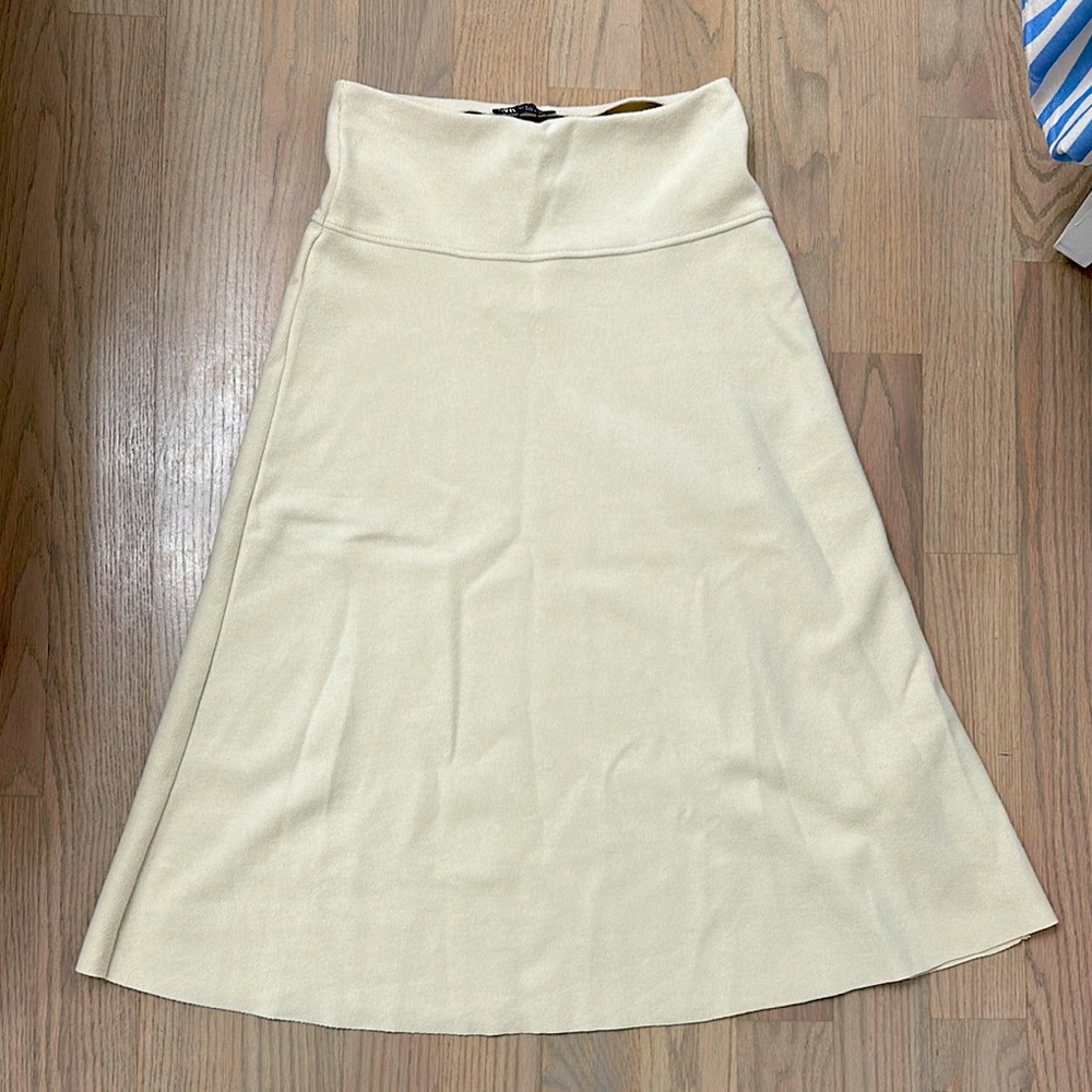 Zara cream midi skirt